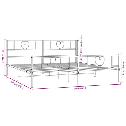 Giroletto con Testiera e Pediera Metallo Nero 193x203 cm - homemem39