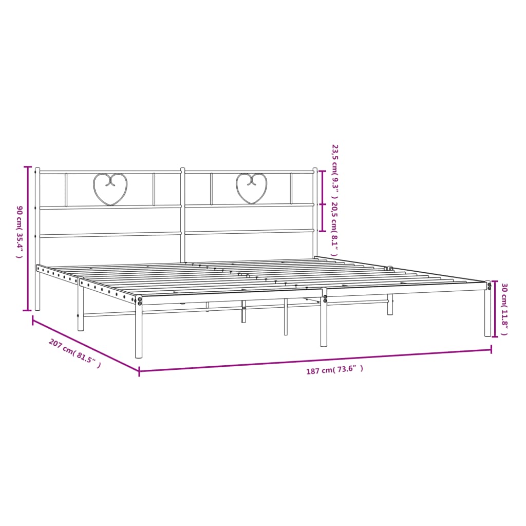 Giroletto con Testiera Metallo Bianco 180x200 cm - homemem39