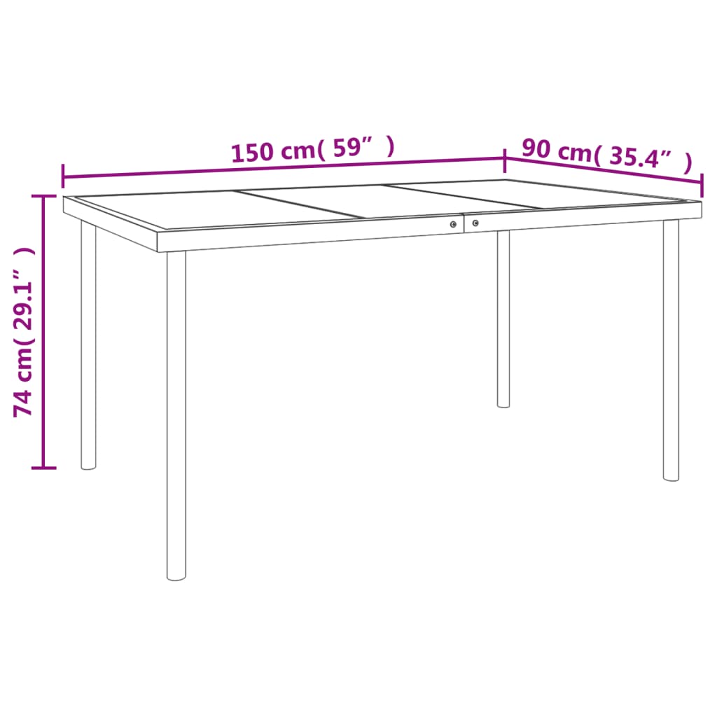 Set da Pranzo da Giardino 5 pz Nero in Acciaio e Textilene - homemem39