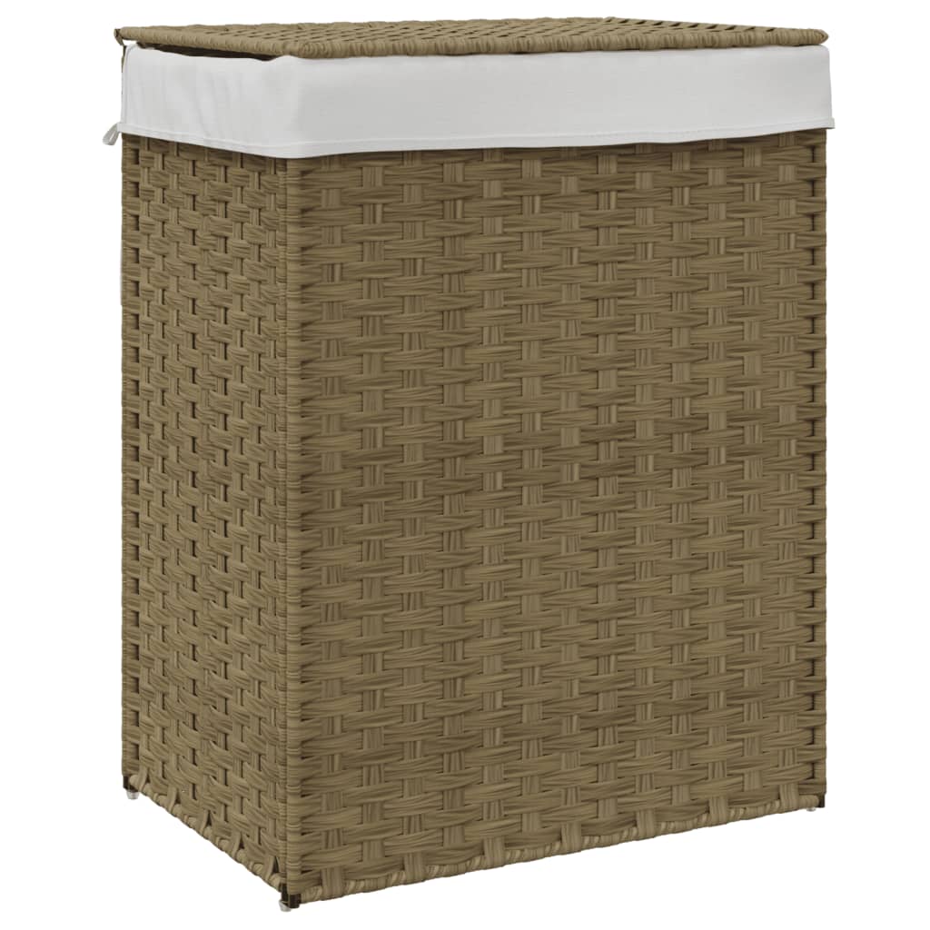 Cesto Portabiancheria con Coperchio 46x33x60 cm Polyrattan - homemem39