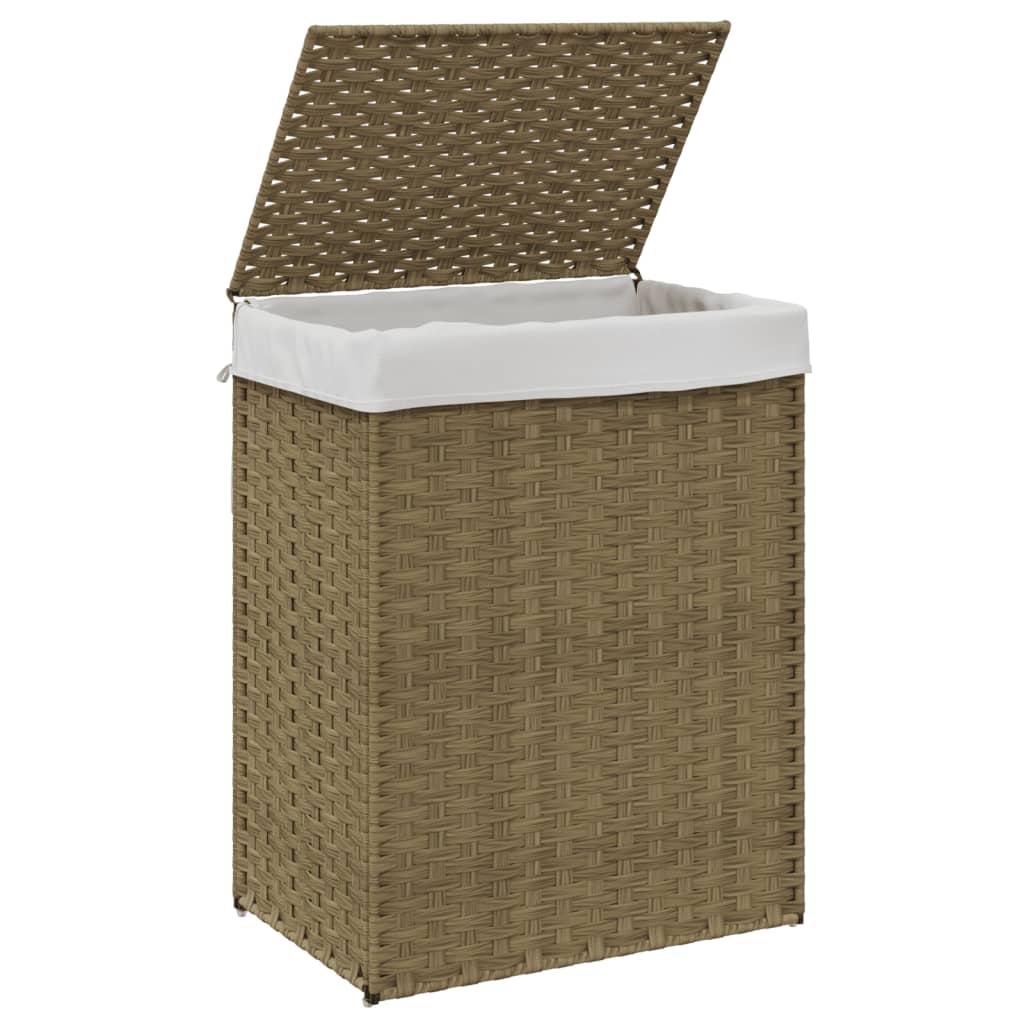 Cesto Portabiancheria con Coperchio 46x33x60 cm Polyrattan - homemem39