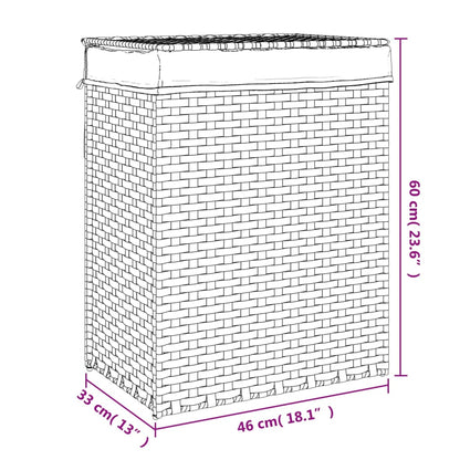 Cesto Portabiancheria con Coperchio 46x33x60 cm Polyrattan - homemem39