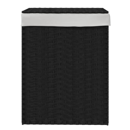 Cesto Portabiancheria con Coperchio Nero 46x33x60 cm Polyrattan - homemem39