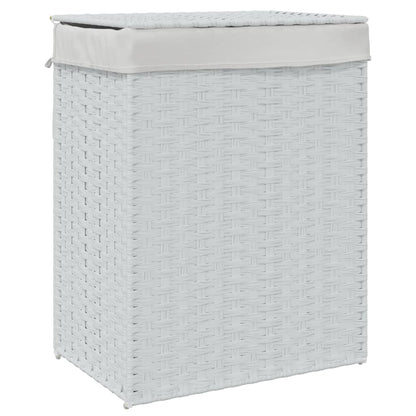 Cesto Portabiancheria Coperchio Bianco 46x33x60 cm Polyrattan - homemem39