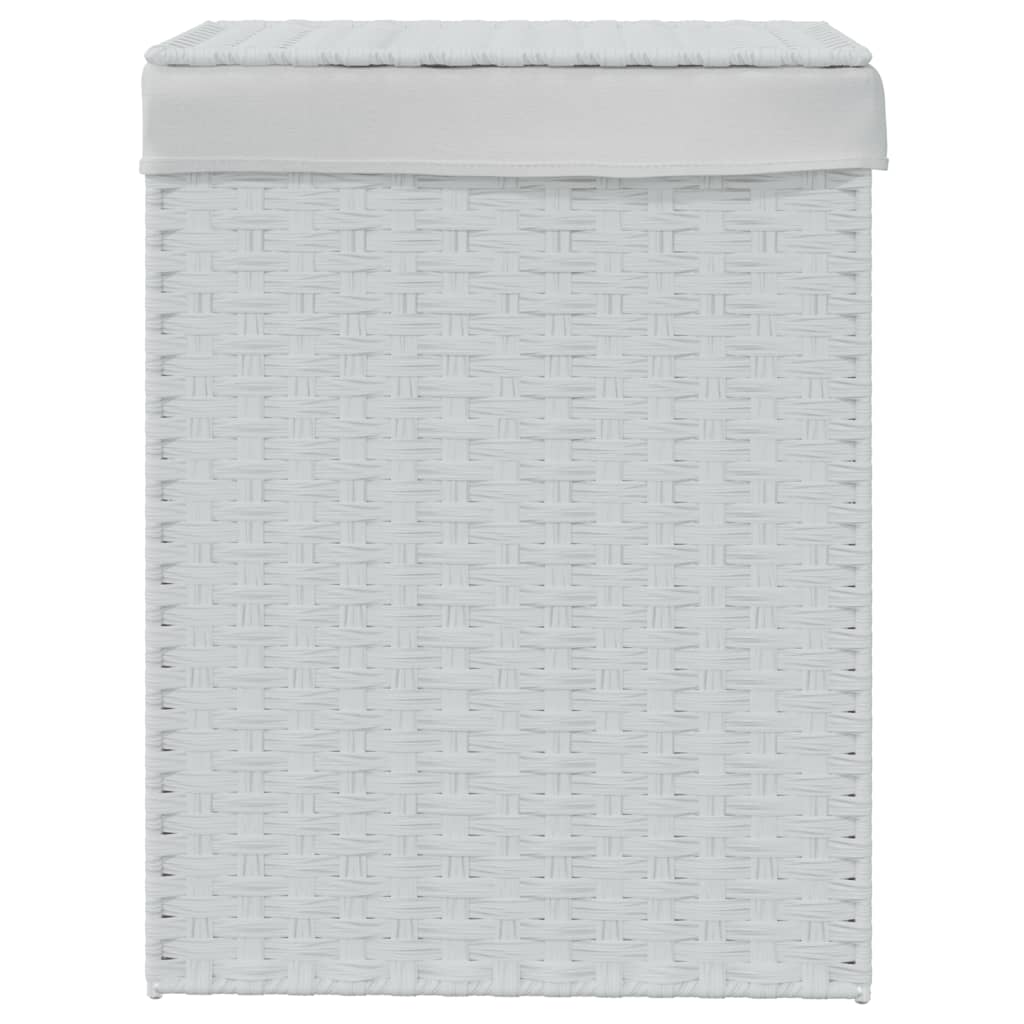 Cesto Portabiancheria Coperchio Bianco 46x33x60 cm Polyrattan - homemem39