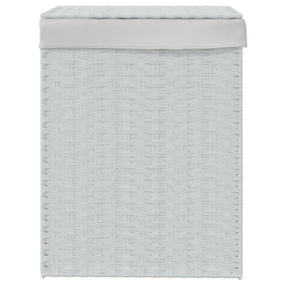 Cesto Portabiancheria Coperchio Bianco 46x33x60 cm Polyrattan - homemem39