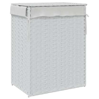 Cesto Portabiancheria Coperchio Bianco 46x33x60 cm Polyrattan - homemem39