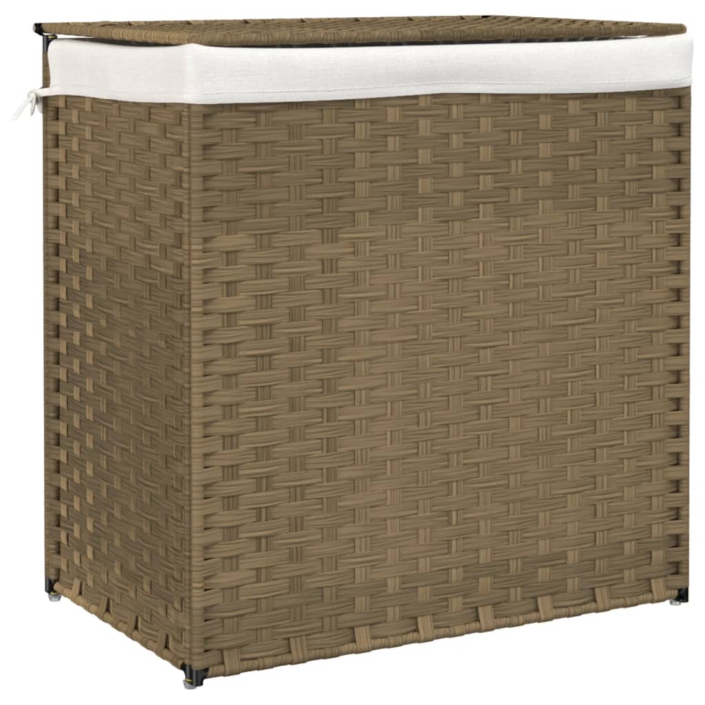 Cesto Portabiancheria con 2 Sezioni 53x35x57 cm Polyrattan - homemem39