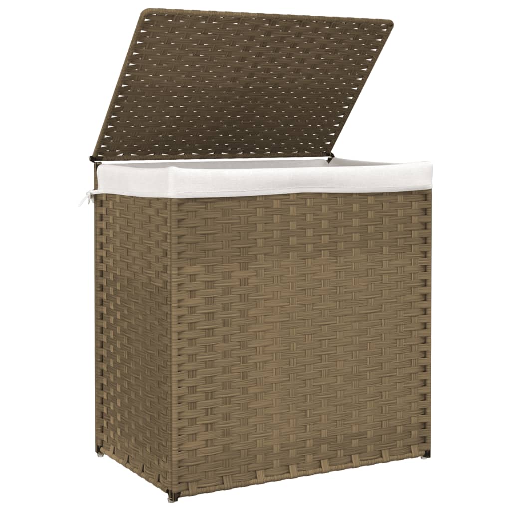 Cesto Portabiancheria con 2 Sezioni 53x35x57 cm Polyrattan - homemem39