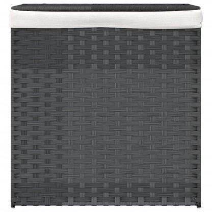 Cesto Portabiancheria 2 Sezioni Grigio 53x35x57 cm Polyrattan - homemem39