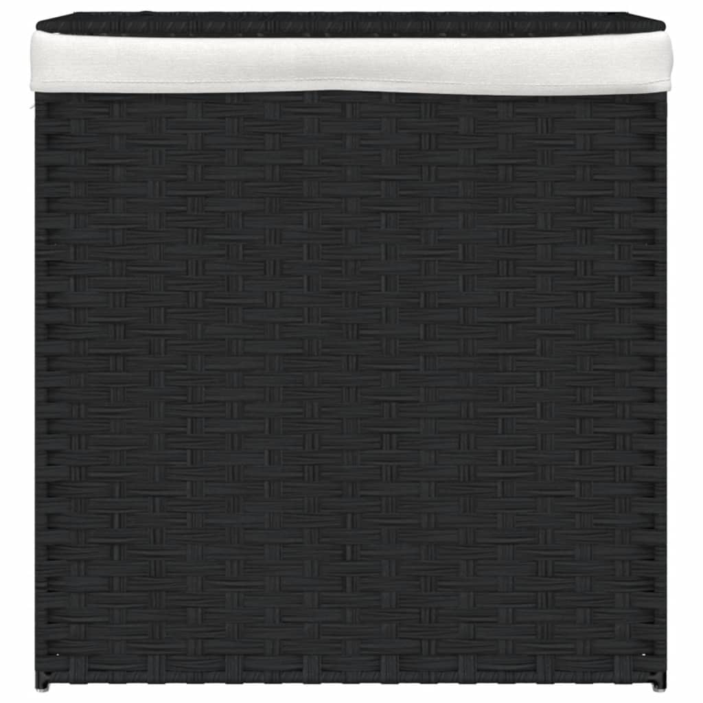 Cesto Portabiancheria 2 Sezioni Nero 53x35x57 cm Polyrattan - homemem39