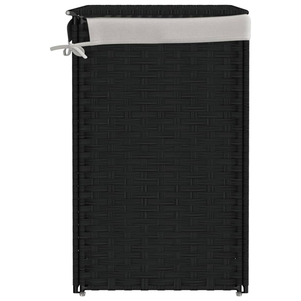 Cesto Portabiancheria 2 Sezioni Nero 53x35x57 cm Polyrattan - homemem39