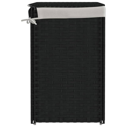 Cesto Portabiancheria 2 Sezioni Nero 53x35x57 cm Polyrattan - homemem39