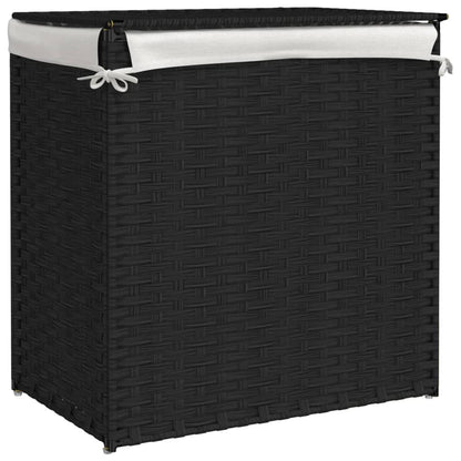 Cesto Portabiancheria 2 Sezioni Nero 53x35x57 cm Polyrattan - homemem39