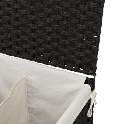 Cesto Portabiancheria 2 Sezioni Nero 53x35x57 cm Polyrattan - homemem39