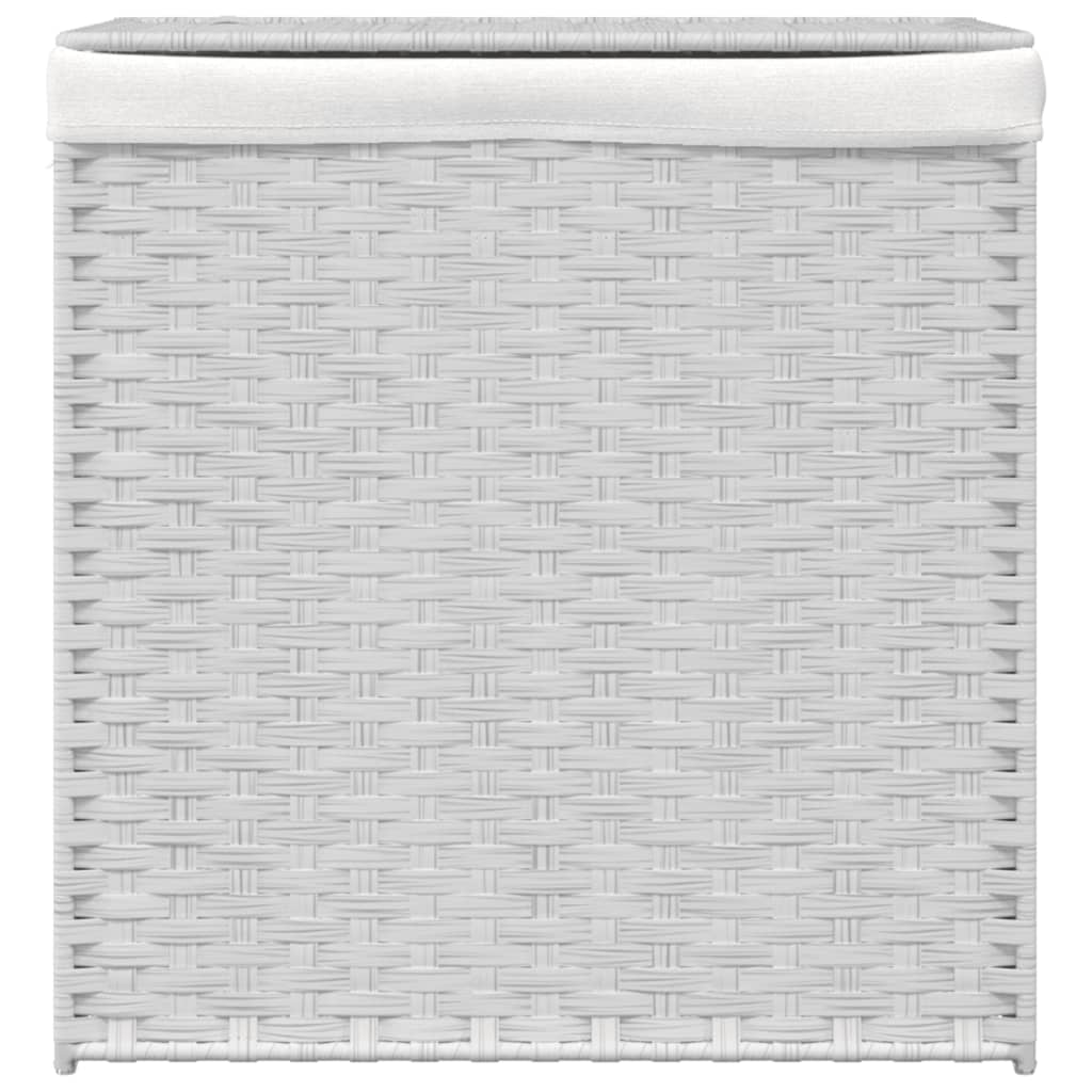 Cesto Portabiancheria 2 Sezioni Bianco 53x35x57 cm Polyrattan - homemem39