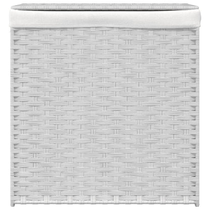 Cesto Portabiancheria 2 Sezioni Bianco 53x35x57 cm Polyrattan - homemem39