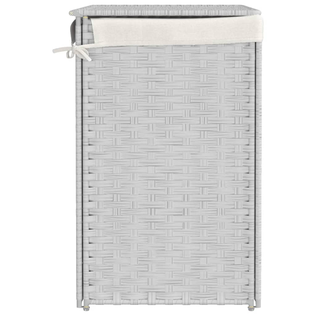 Cesto Portabiancheria 2 Sezioni Bianco 53x35x57 cm Polyrattan - homemem39