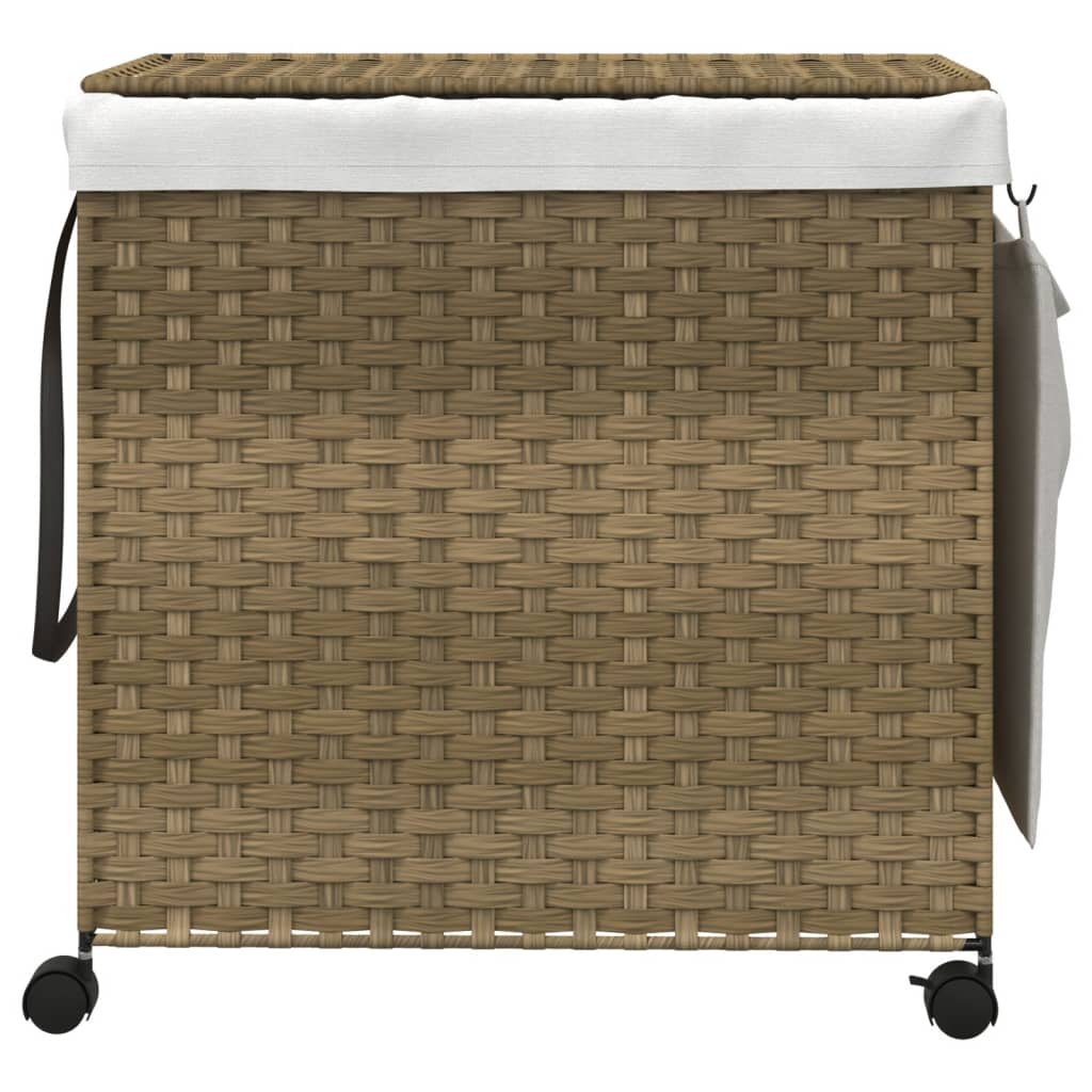 Cesto Portabiancheria con Ruote 60x35x60,5 cm Rattan - homemem39