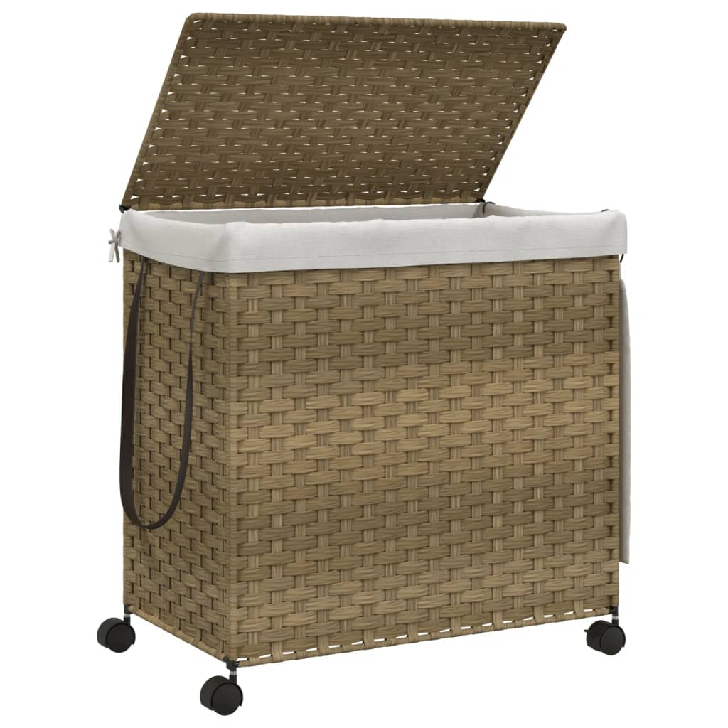 Cesto Portabiancheria con Ruote 60x35x60,5 cm Rattan - homemem39