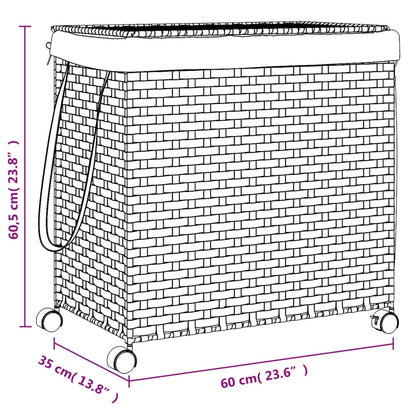 Cesto Portabiancheria con Ruote 60x35x60,5 cm Rattan - homemem39