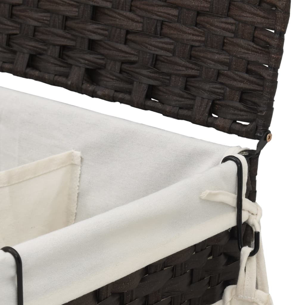 Cesto Portabiancheria Ruote Marrone Scuro 60x35x60,5 cm Rattan - homemem39