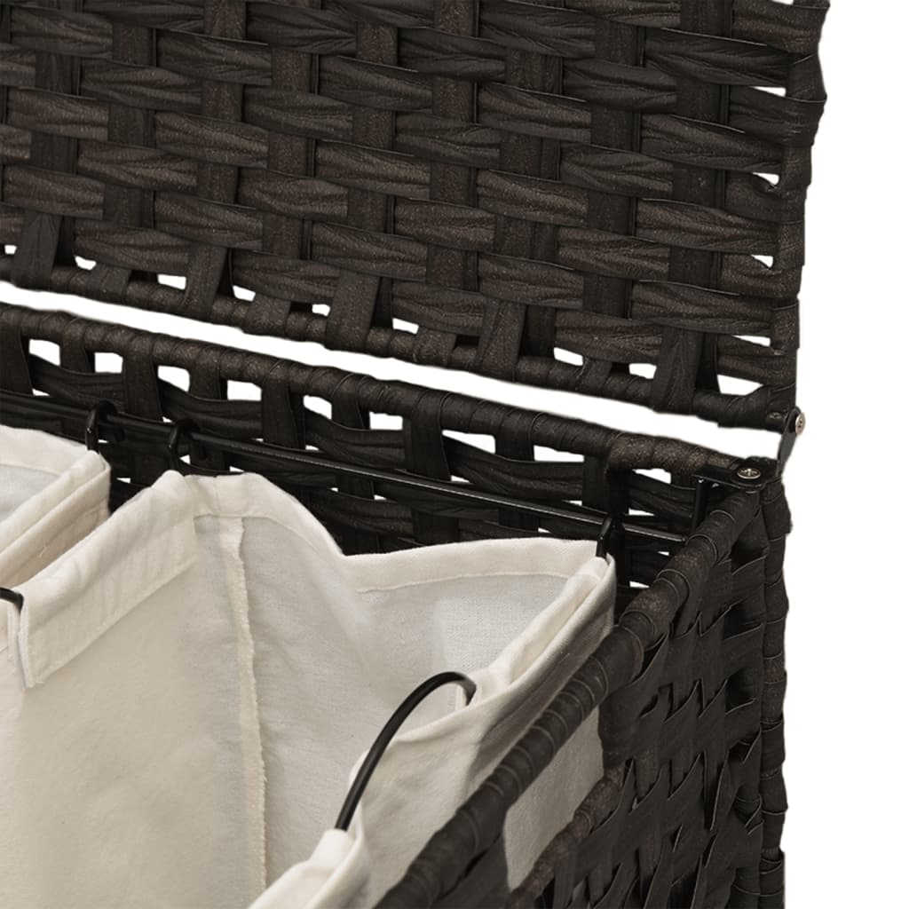 Cesto Portabiancheria Ruote Marrone Scuro 66x35x60 cm Rattan - homemem39