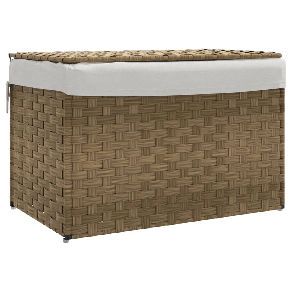 Cesto Portabiancheria con Coperchio 55,5x35x34 cm Polyrattan - homemem39