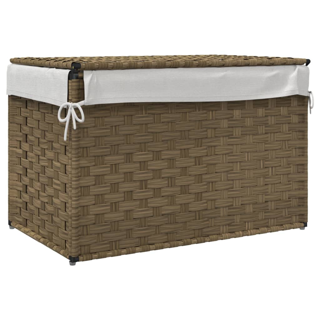 Cesto Portabiancheria con Coperchio 55,5x35x34 cm Polyrattan - homemem39