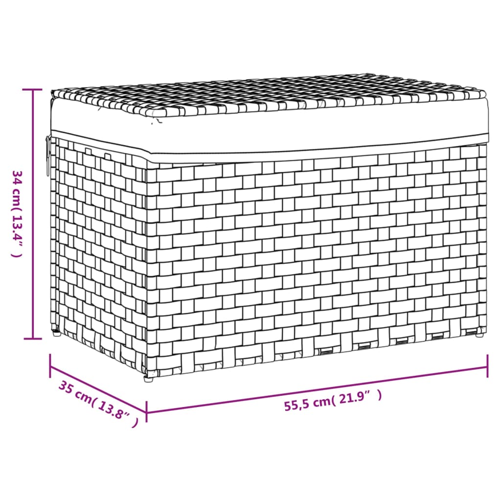 Cesto Portabiancheria con Coperchio 55,5x35x34 cm Polyrattan - homemem39