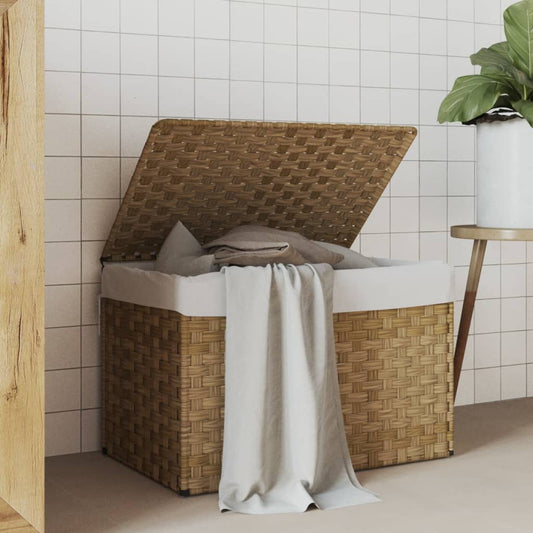 Cesto Portabiancheria con Coperchio 55,5x35x34 cm Polyrattan - homemem39