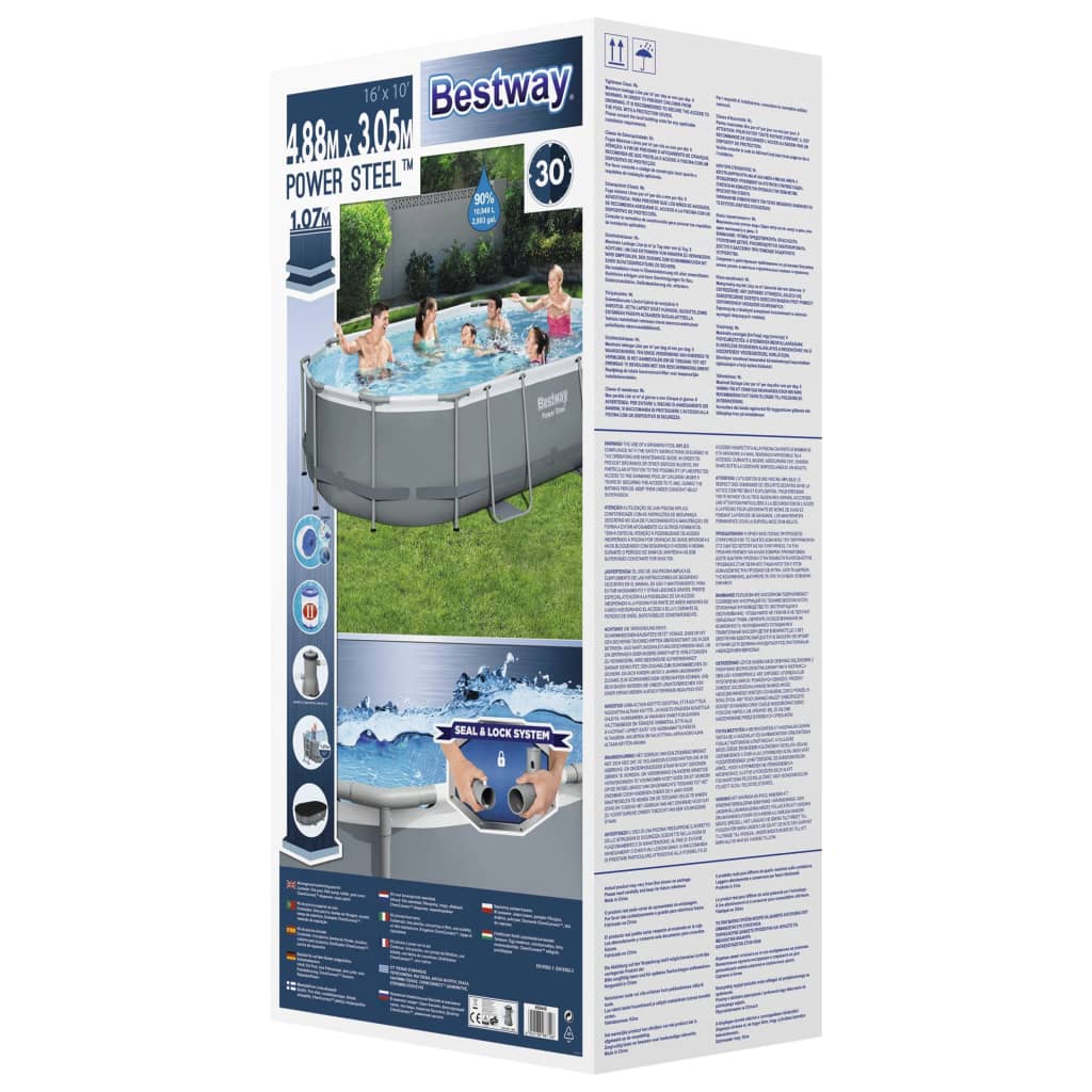 Bestway Set Piscina Ovale Power Steel 488x305x107 cm - homemem39