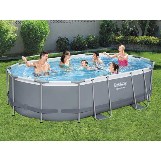 Bestway Set Piscina Ovale Power Steel 488x305x107 cm - homemem39