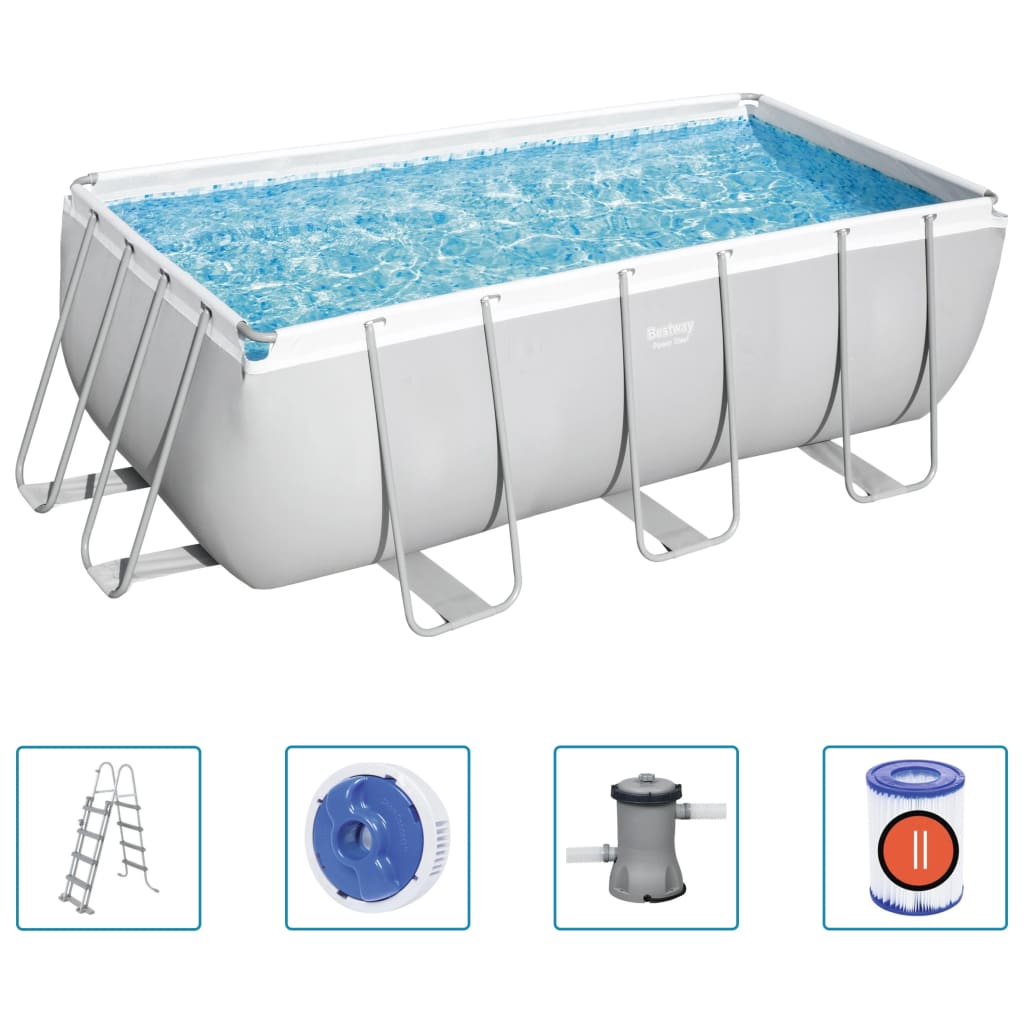 Bestway Set Piscina Power Steel Rettangolare 412x201x122 cm - homemem39