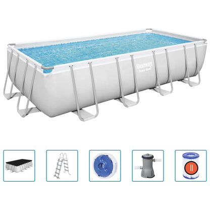 Bestway Set Piscina Power Steel Rettangolare 488x244x122 cm - homemem39