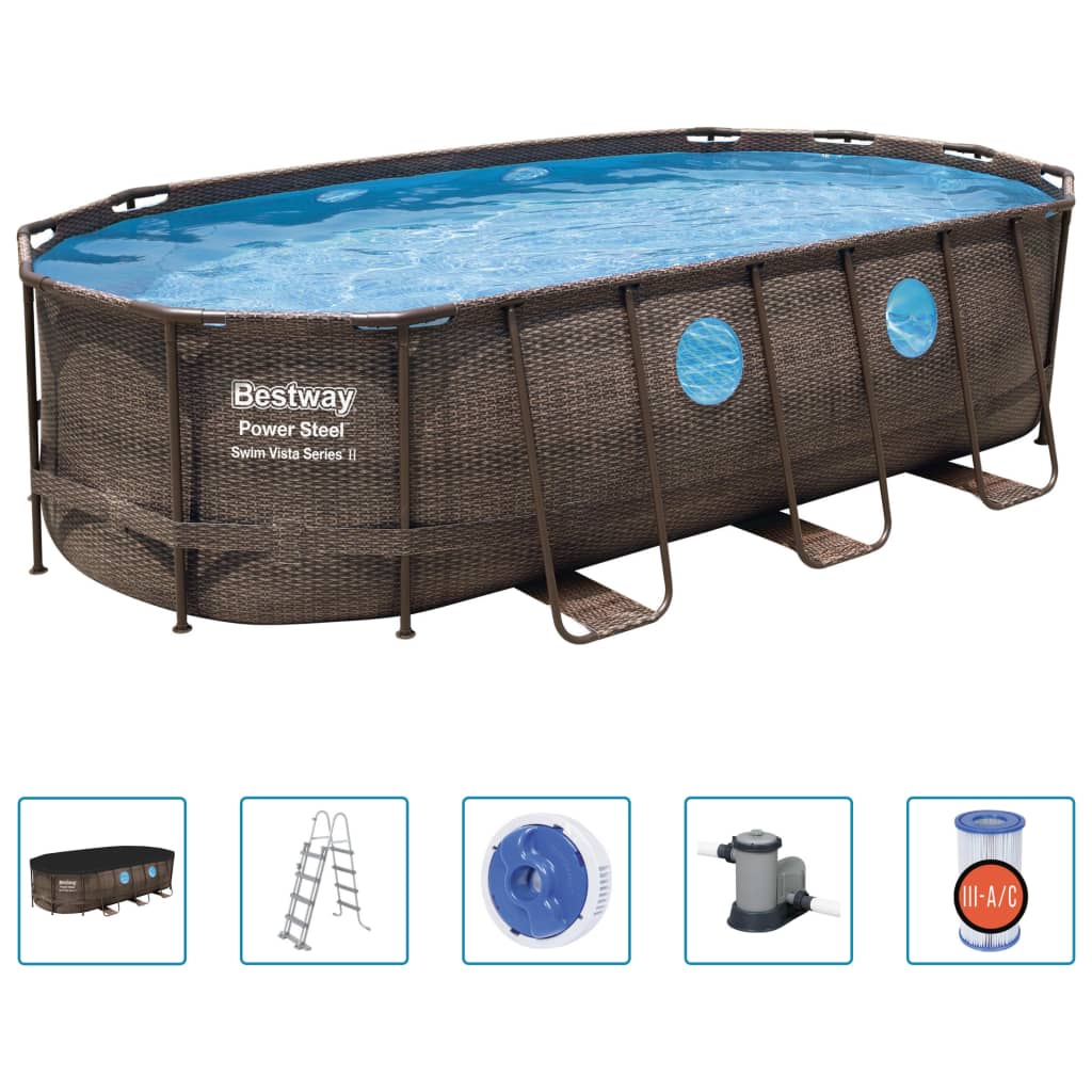 Bestway Set Piscina Power Steel Swim Vista Series 549x274x122 cm - homemem39