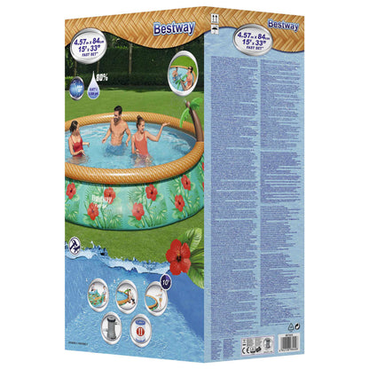 Bestway Set Piscina Gonfiabile Palme Paradisiache Fast Set 457x84 cm - homemem39