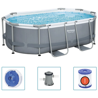 Bestway Piscina Fuori Terra Ovale Power Steel 305x200x84 cm - homemem39