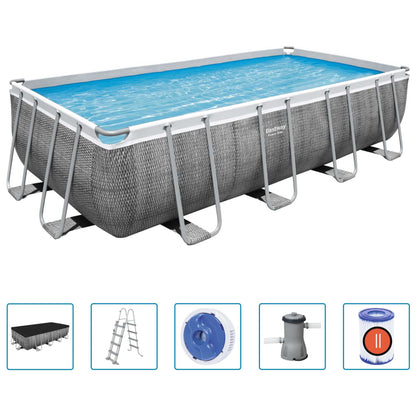 Bestway Set Piscina Power Steel Rettangolare 488x244x122 cm - homemem39