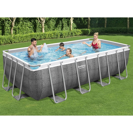 Bestway Set Piscina Power Steel Rettangolare 488x244x122 cm - homemem39