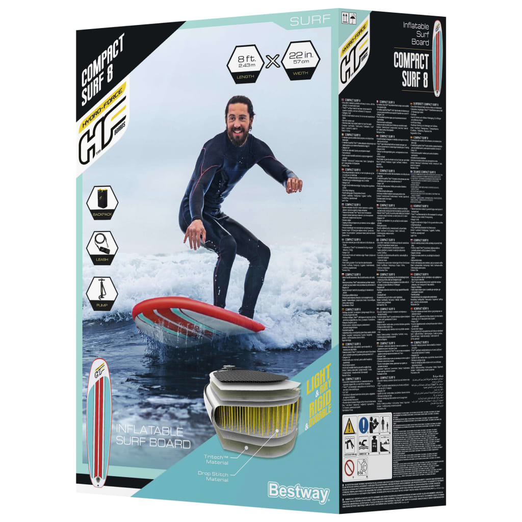 Bestway SUP Gonfiabile Hydro-Force Compact Surf 8 243x57x7 cm - homemem39