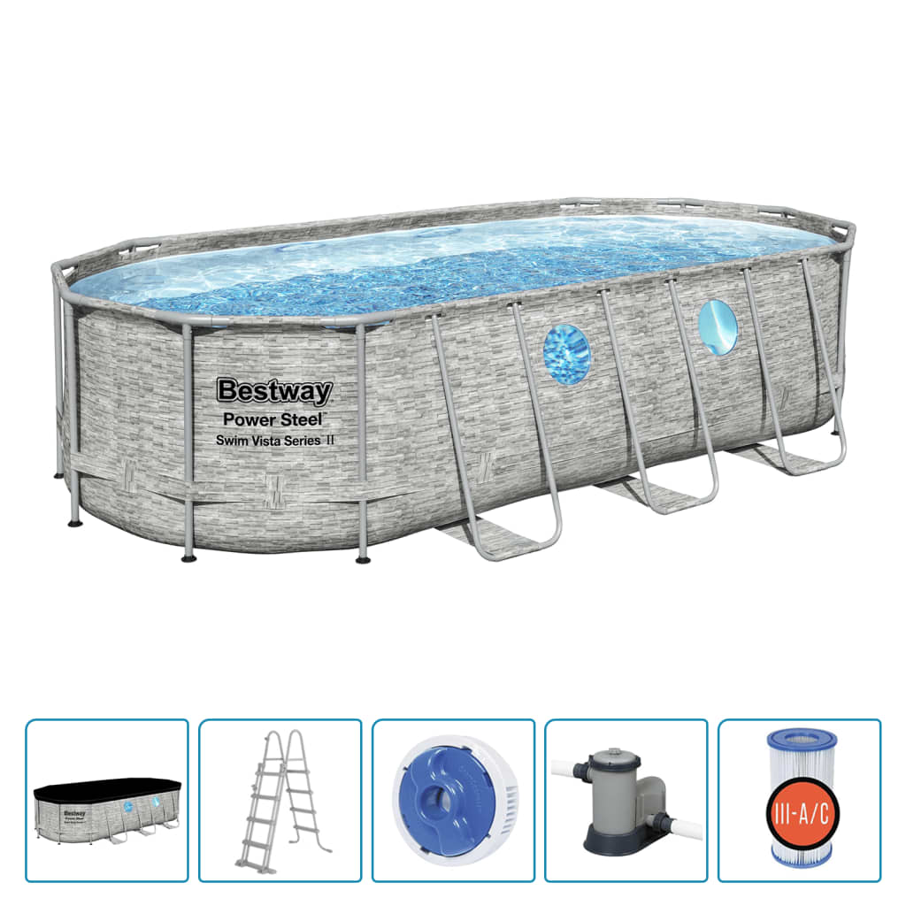 Bestway Set Piscina Power Steel Swim Vista Series 549x274x122 cm - homemem39