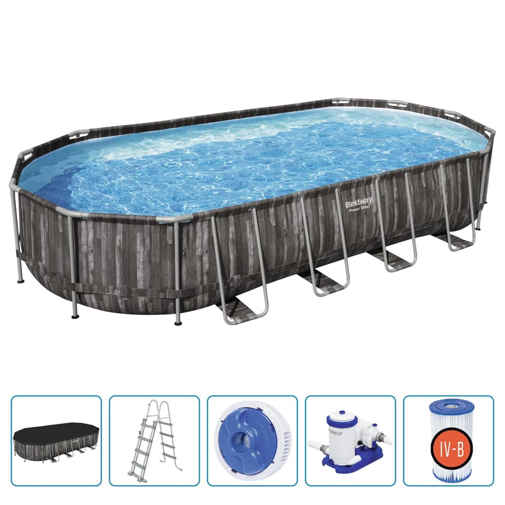 Bestway Set Piscina Ovale 7,32x3,66x1,22 m - homemem39