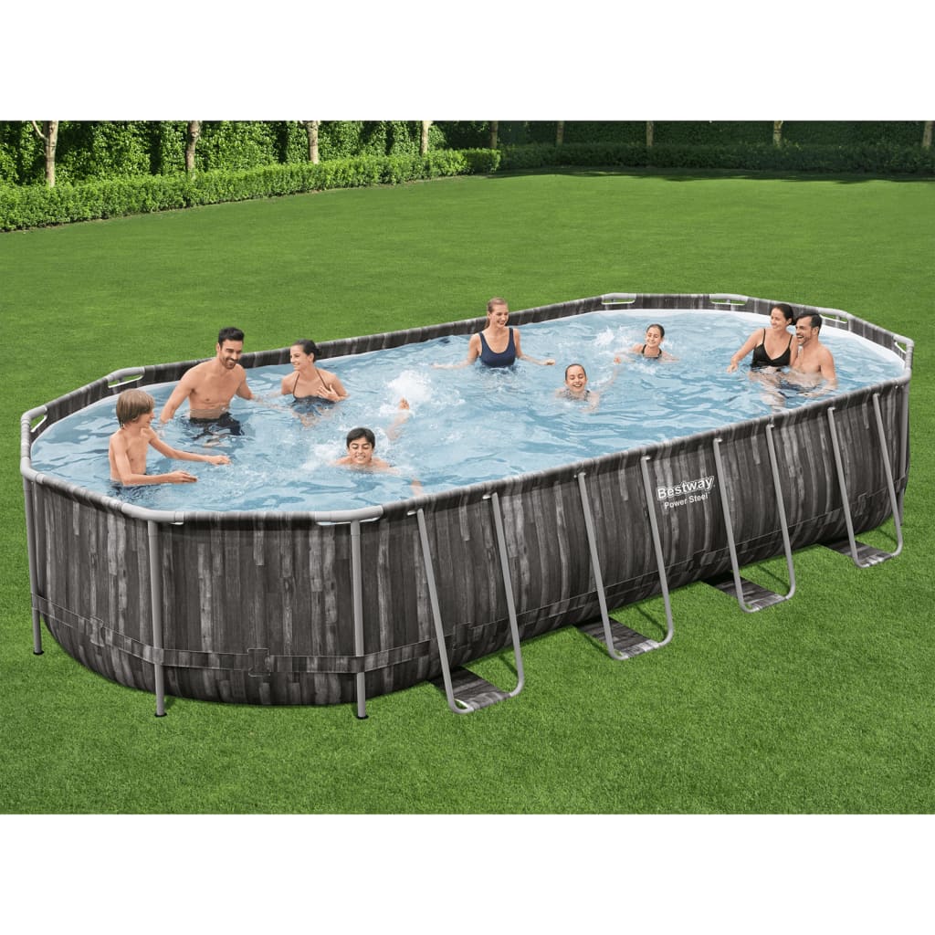 Bestway Set Piscina Ovale 7,32x3,66x1,22 m - homemem39