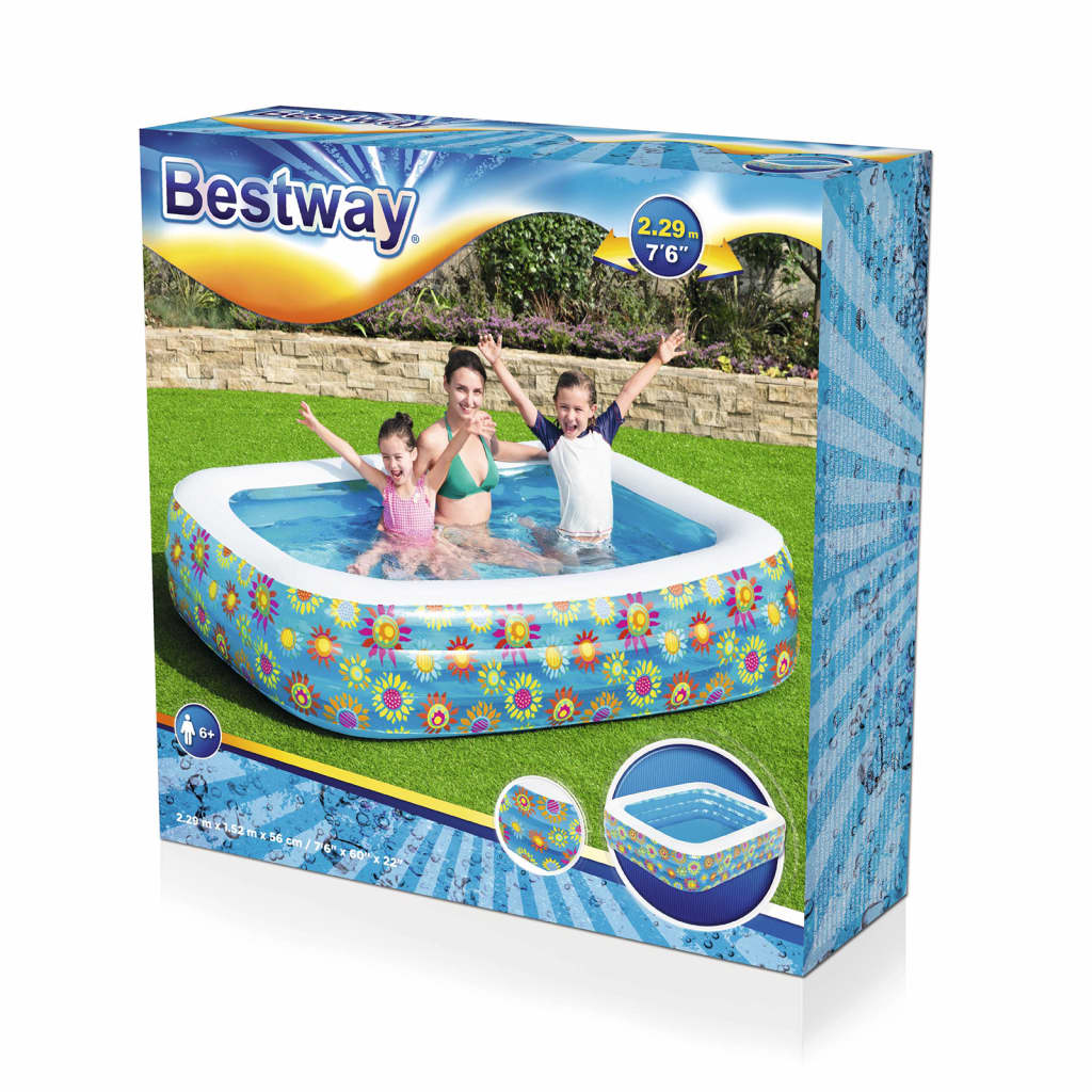 Bestway Piscina Gonfiabile per Bambini Blu 229x152x56 cm - homemem39