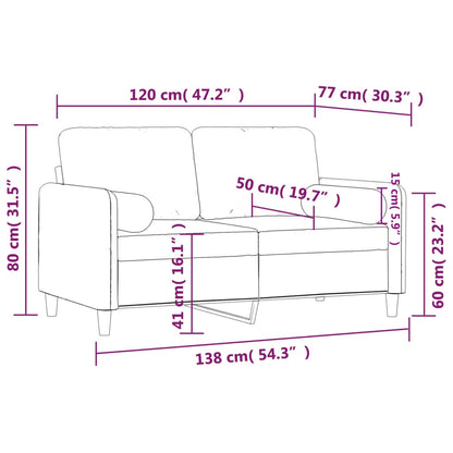 Divano a 2 Posti con Cuscini Grigio Scuro 120 cm in Velluto - homemem39