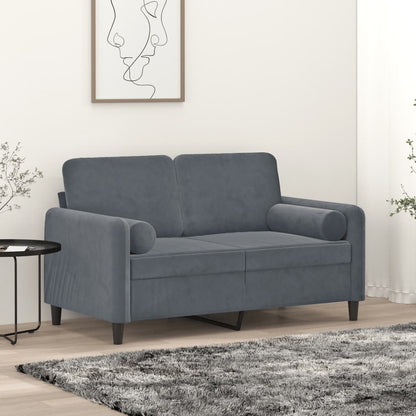 Divano a 2 Posti con Cuscini Grigio Scuro 120 cm in Velluto - homemem39