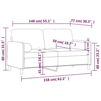 Divano a 2 Posti con Cuscini Grigio Chiaro 140 cm in Velluto - homemem39