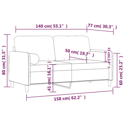 Divano a 2 Posti con Cuscini Marrone 140 cm in Velluto - homemem39