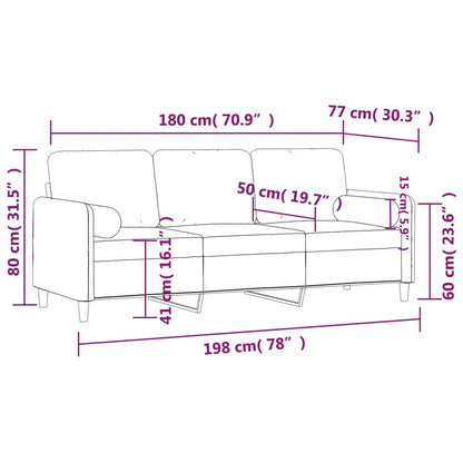 Divano a 3 Posti con Cuscini Grigio Scuro 180 cm in Velluto - homemem39